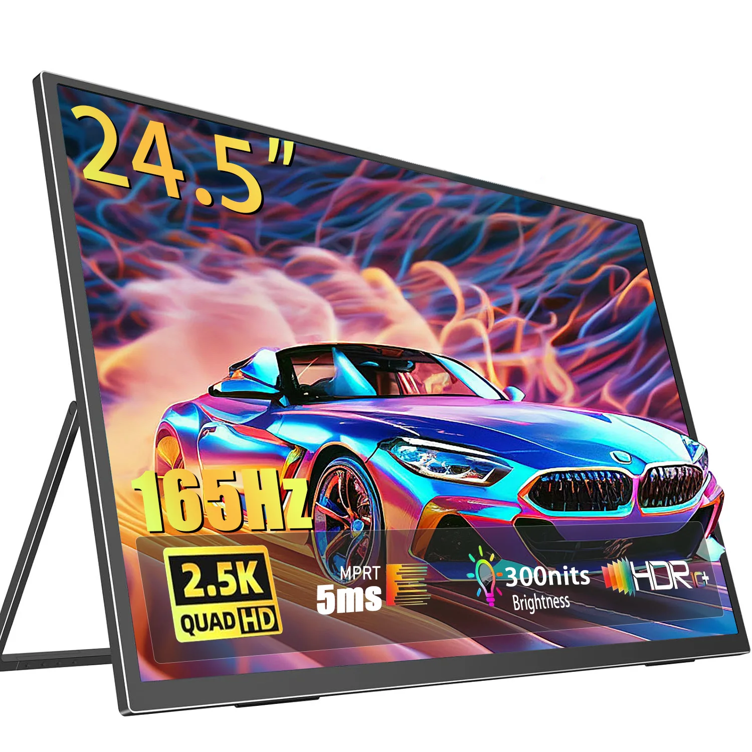 24.5” 2.5K 165hz Portable Monitor 2560*1600 16:9 100%sRGB 300Cd/m² Travel Gaming Display VESA for Laptop Switch ps4 ps5 Xbox