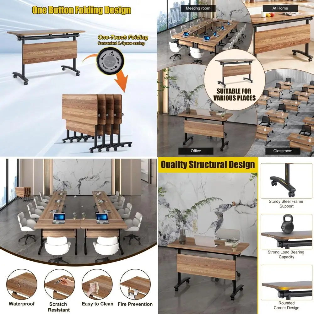 

Conference Tables with Lip Top and Flexible Wheels for Meetings and Training Rooms (6-Pack, 70.8in)