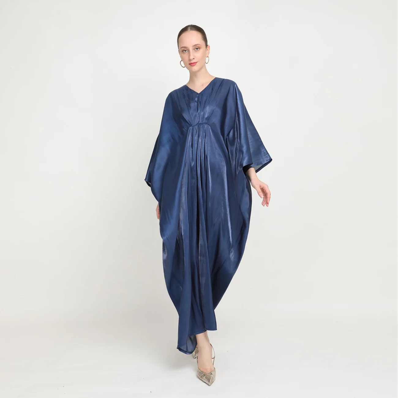 ムスリム女性用アバヤ、バットスリーブ、ゆったりとしたトルコ風、無地サテン、イスラム教徒の礼拝用ドレス、ドバイ、モロッコ風カフタン、女性用、traf 2025