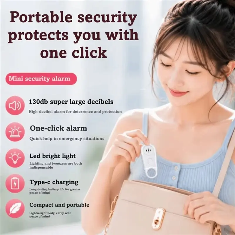 3CGRO-Emergency Alert Loud High-Decibel Portable Personal Safety Alert Rechargeable Keychain Alarm