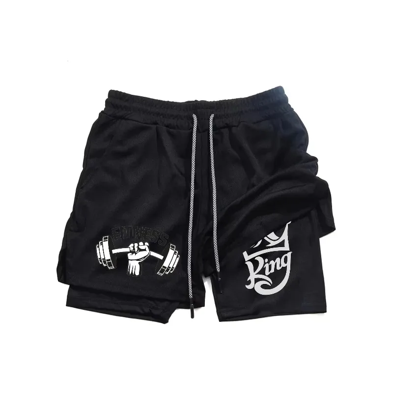 

Новые мужские шорты для фитнеса и бега 2-в-1: быстросохнущие, эластичные, дышащие, двухслойные, для тренировок и занятий в зале