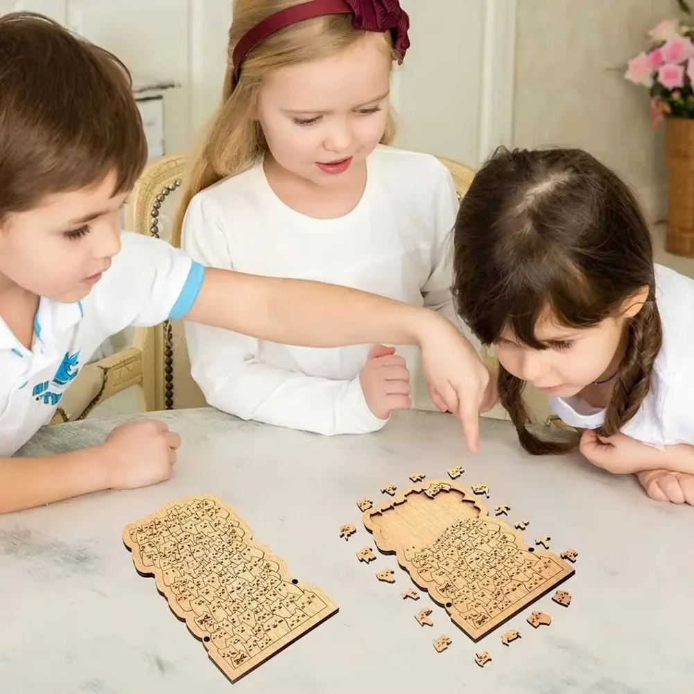 ABLQ Gift Cute Hundred Cat Puzzle Cartoon Wooden Jigsaw Puzzle Funny Animal Puzzle Kids