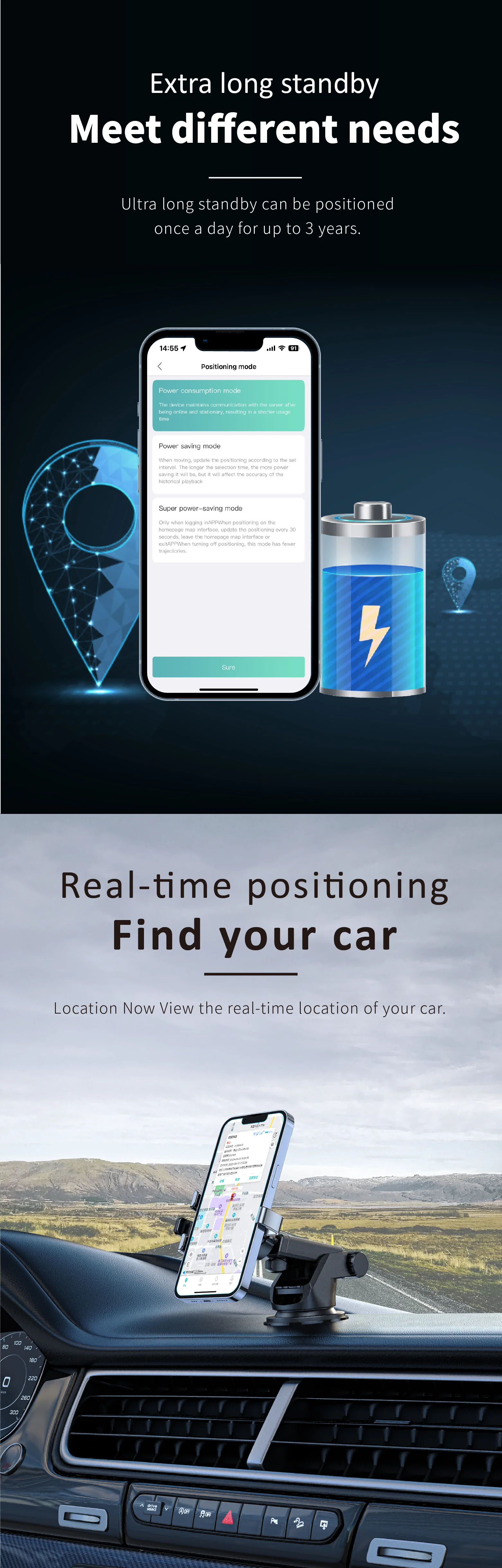 Portable Mini GPS Tracker with 1-Year Real-Time Location Waterproof Magnetic Housing Android App GSM LBS 4G PC Lifetime 4G PC