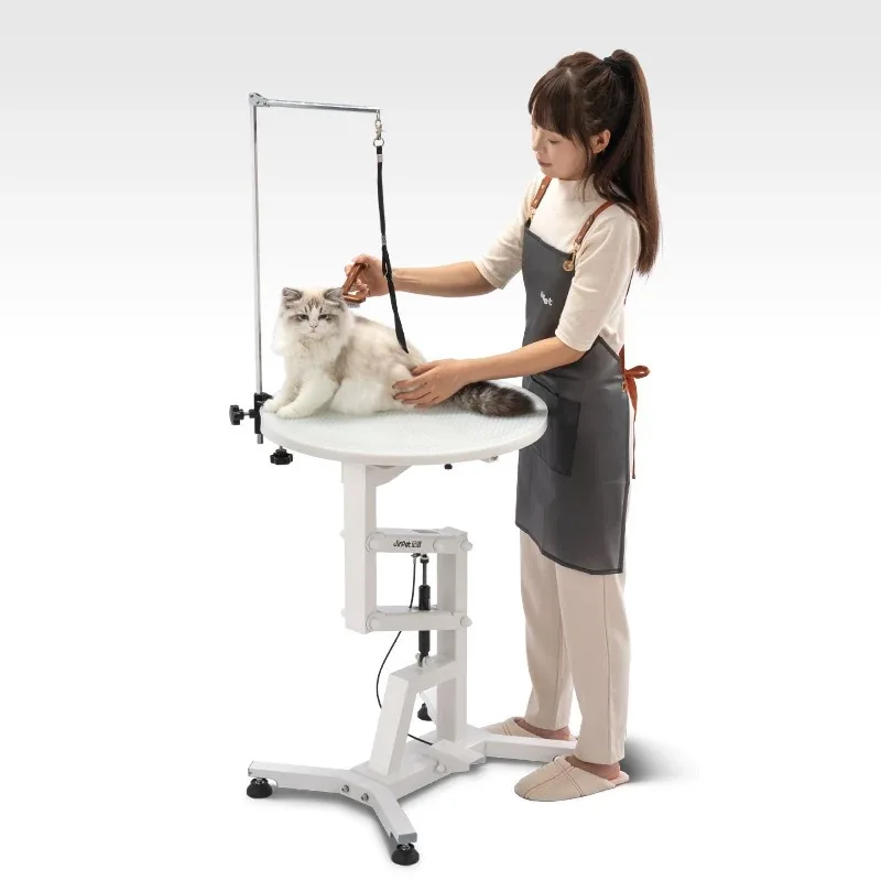 Pet Gentle Luminous Grooming Table Folding Pneumatic Lift Rotatable Pet Stores Shearing Grooming Beauty Round Table Pet Products