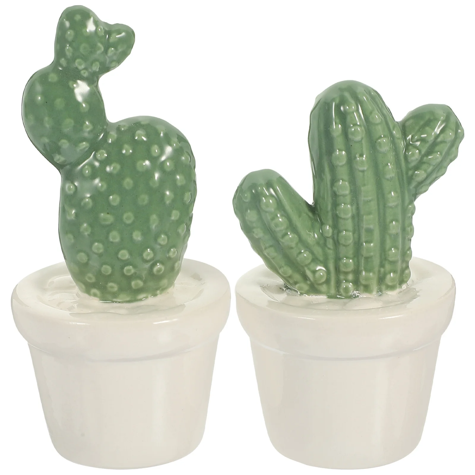 

2Pcs Porcelain Cactus Craft Detailed Statue for Home Living Room Desktop Decoration Artificial Cactus Decor