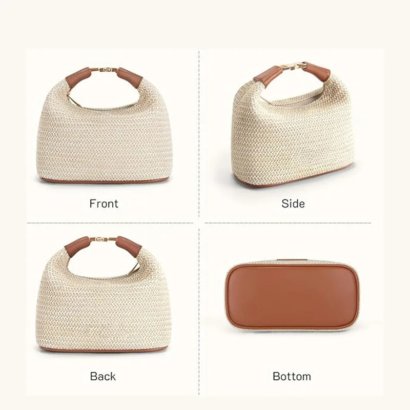 2025 New Fashion Handmade Straw Handbags Adjustable Crossbody Shoulder Bag New Arrival Bohemian Bucket Beach Bags Underarm Bags
