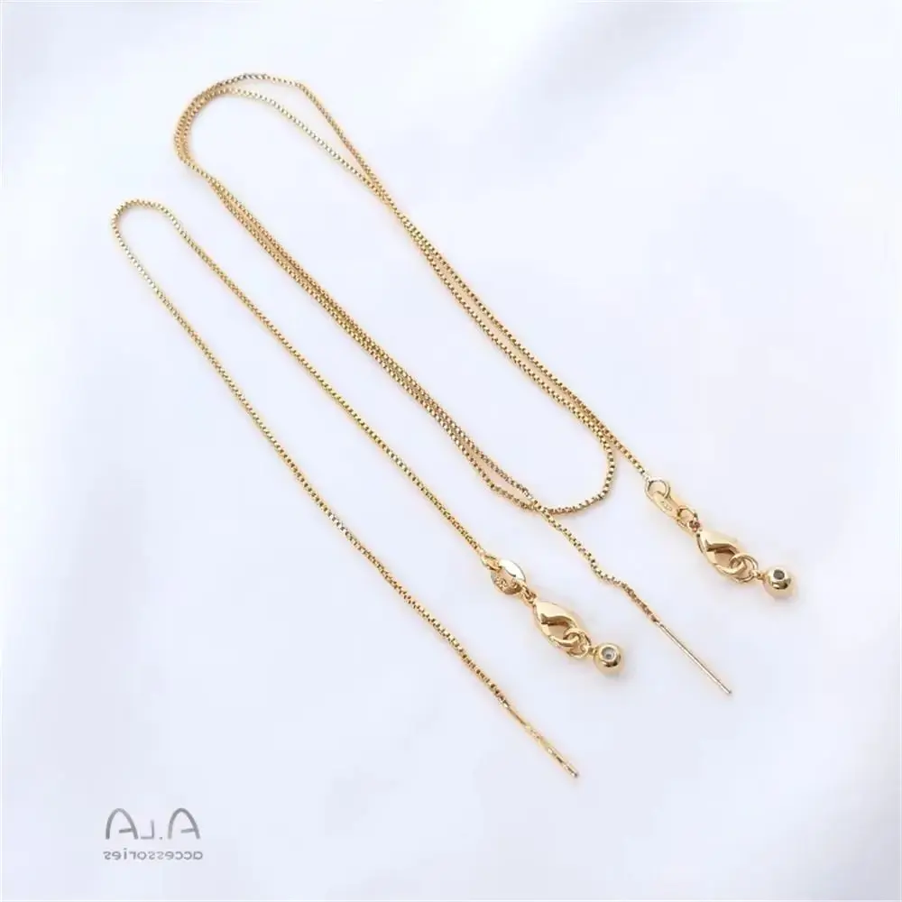 

14K Gold Plated Needle-style universal necklace bracelet box carefully adjusted chain retractable beaded clavicle chain