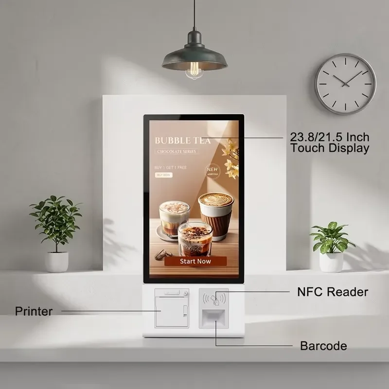 21.5 Inch Wall Mounted Smart Order Kiosk Self-Service Ordering Machine Self Service Payment Kiosk for Restaurant Fast Food