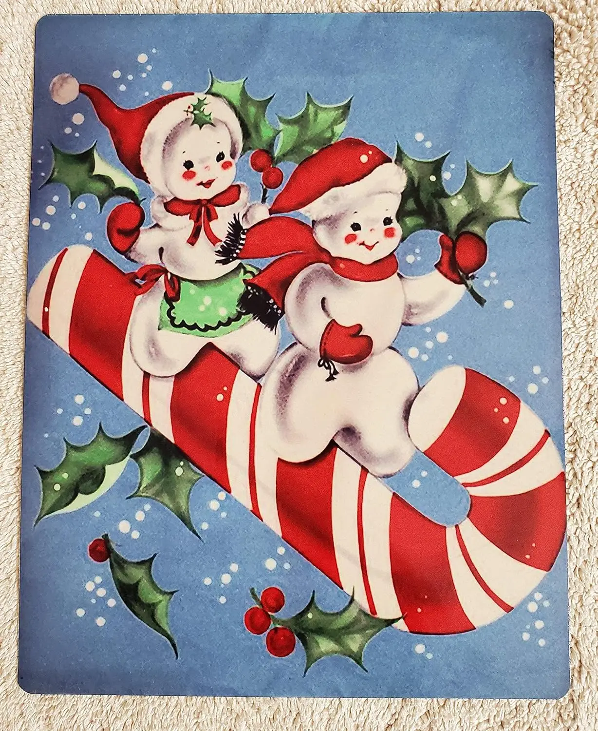 Eeypy Snowman Candy Cane Vintage Metal Signs Wall Art Tin Home Gate Decor Warn Farm Family Rustic Novelty Humorous Garage B