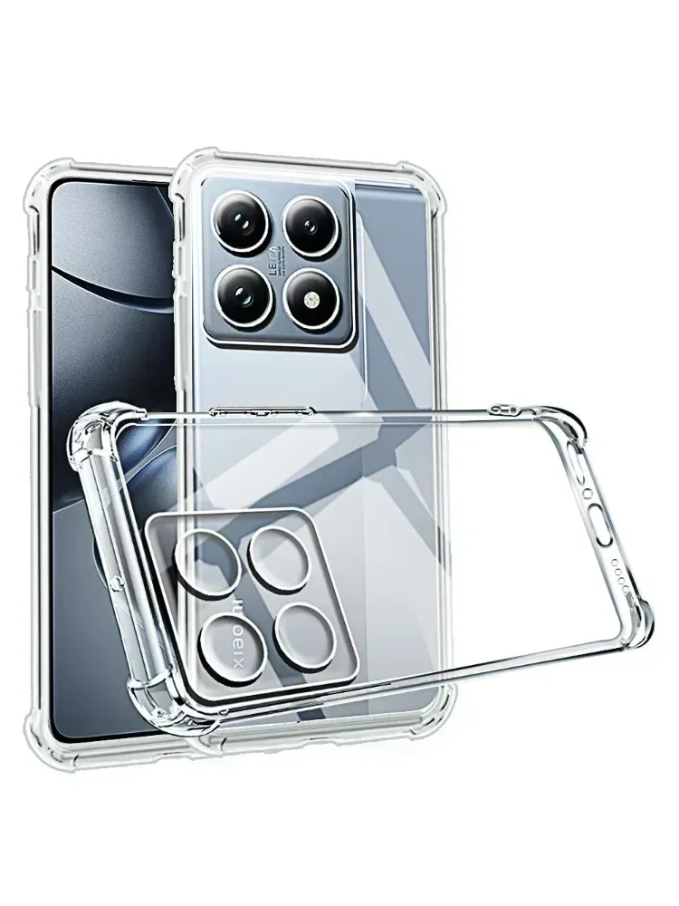 Capa de telefone à prova de choque para xiaomi 14tpro 13t 12t 11t 14t pro transparente silicone