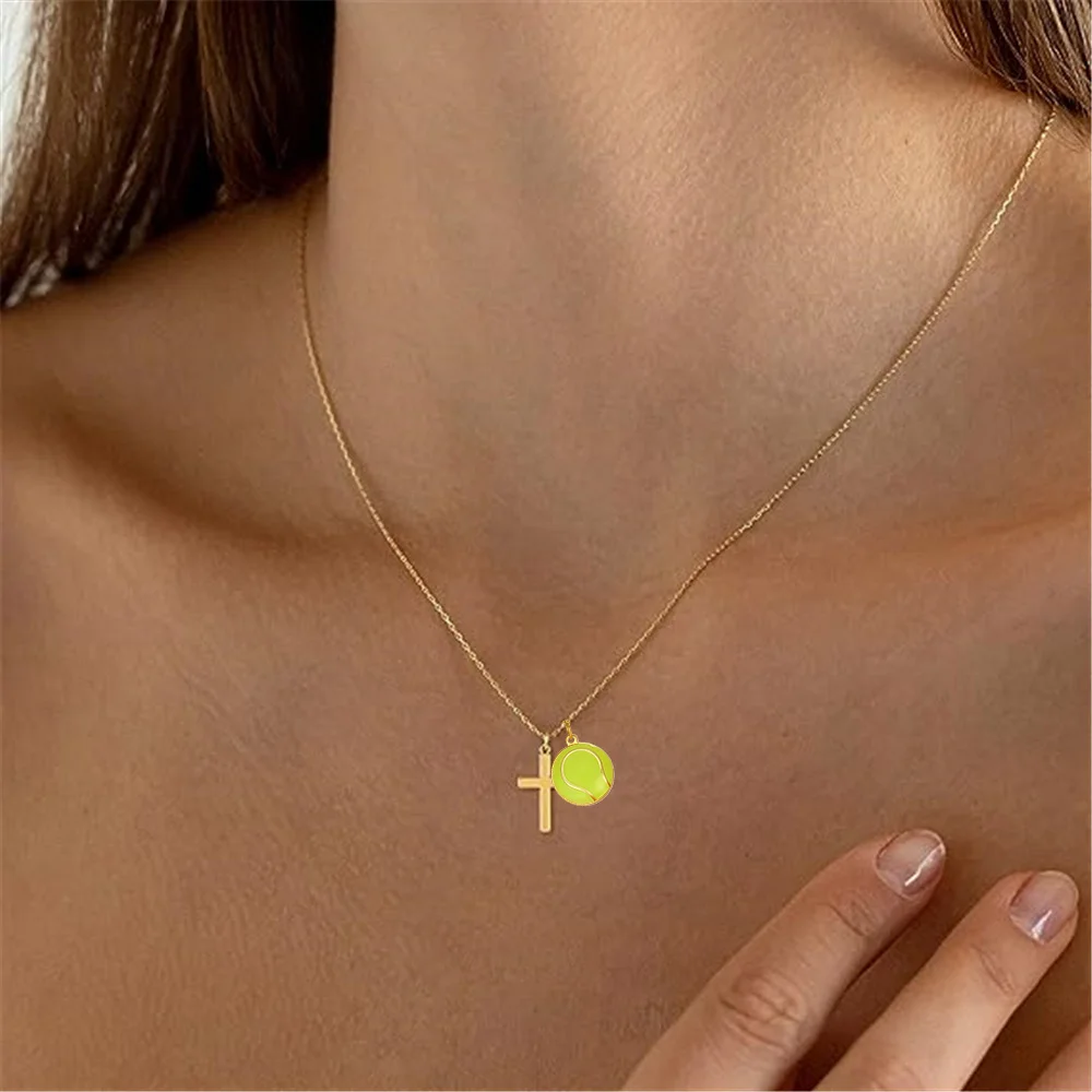 Volleyball Softball Soccer Cross Necklace Gifts for Girls Teens Women Sport Stuff Valentine's Day Jewelry for Team Player Lovers