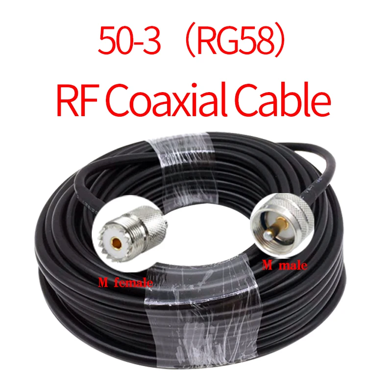 UHF PL259 RG58 kabel PL259 SO239 rozszerzenie męskie i żeńskie kabel niska strata CB Coax RG58 kabel antenowy 20cm 10M 15M 20M 25M