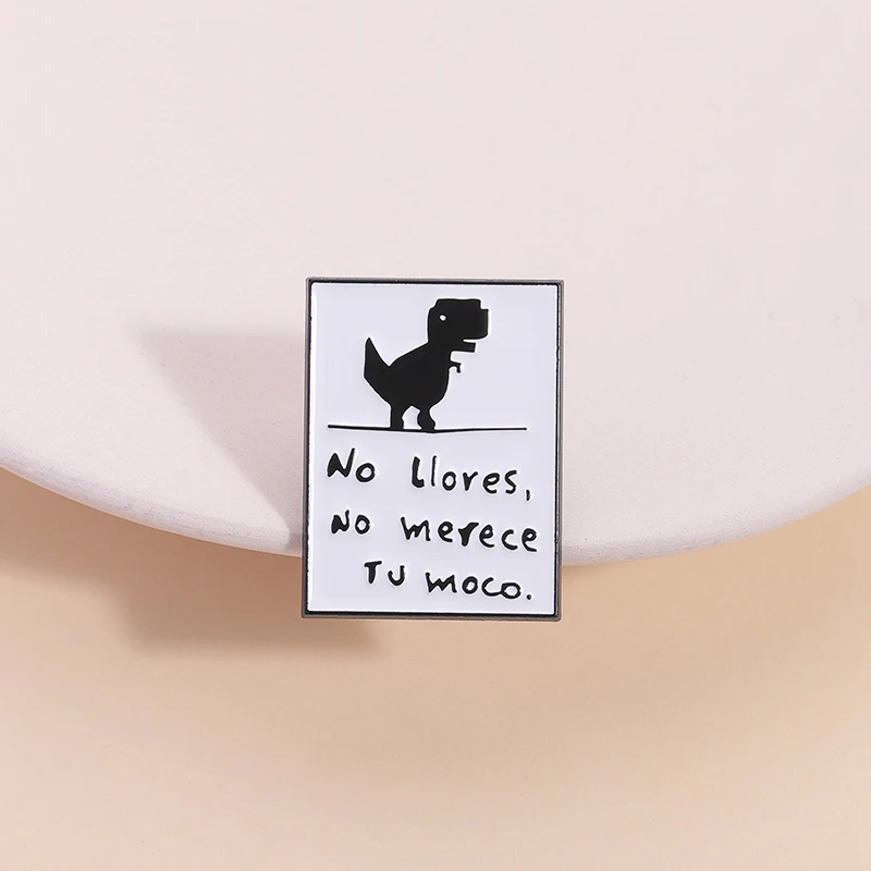 Cartoon Animal Funny Spanis Quotes Enamel Pin Cute Dinosaur Hens Cat Frog Brooches Lapel Badge Jewelry Gifts for Friends