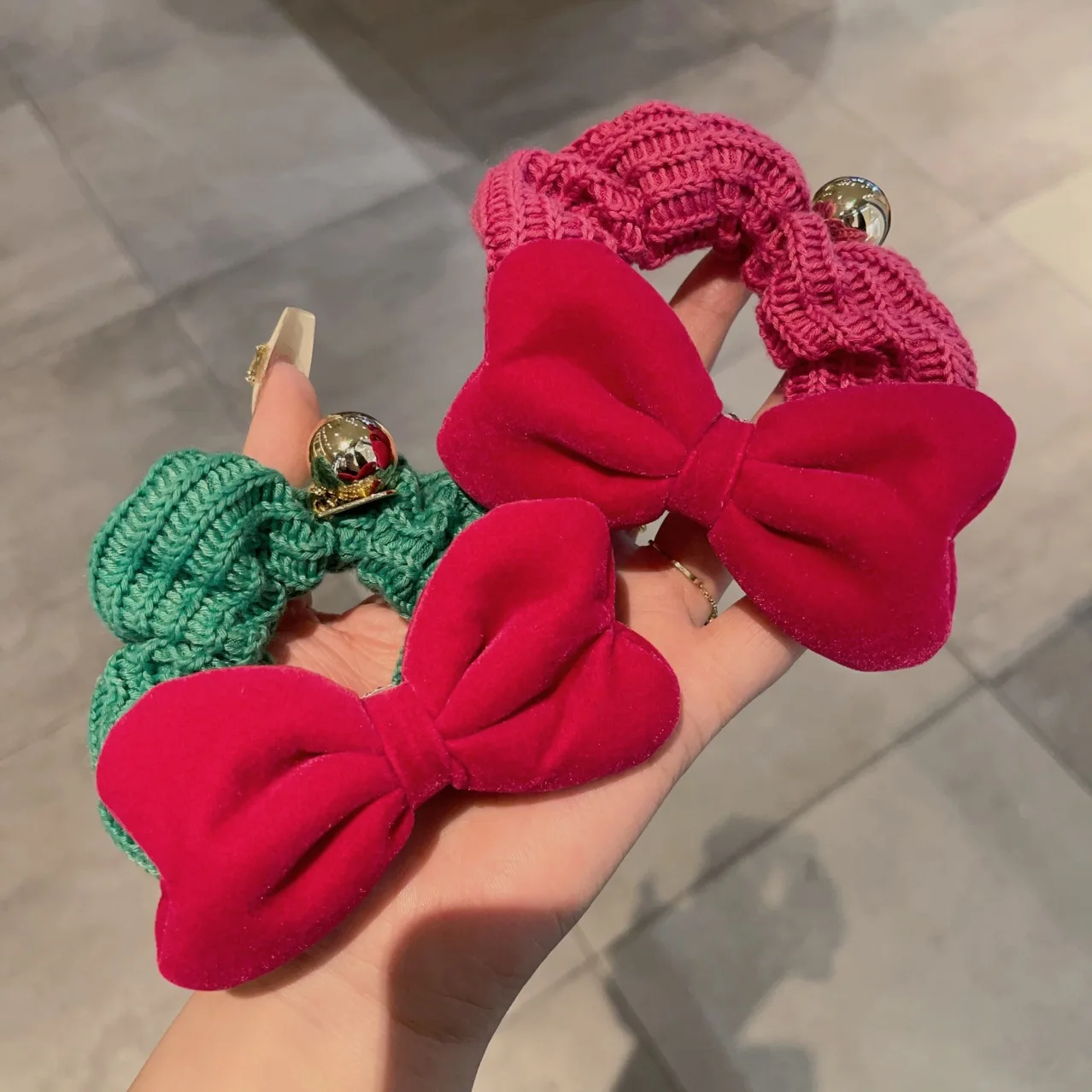 Rose Pink Red Knitted Elastic Hair Bands for Women 2024 Summer New Lovely Bright Pink Color Hair Accessories Winter Scrunchies