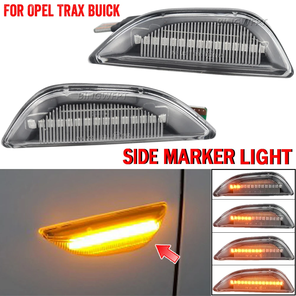 2PCS For Opel Mokka X 2012-2016 For Chevrolet Trax 2013-2019 LED Dynamic Amber Side Marker Turn Signal Light Fender Marker Lamp