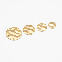 10pcs Hammered Disc Charms 8/ 10/ 12/ 16mm, Polished Gold Plated Brass Tags, Round Textured Pendants (GB-020)