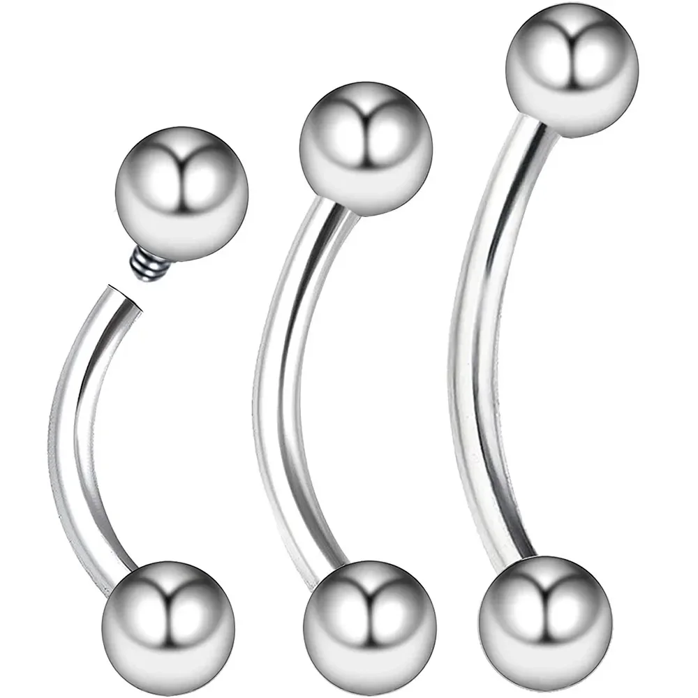 36pcs Eyebrow Lip Piercing Banana Shape Lip Ring Stainless Steel Curved Barbell Stud Helix Navel Cartilage Earring Body Jewelry