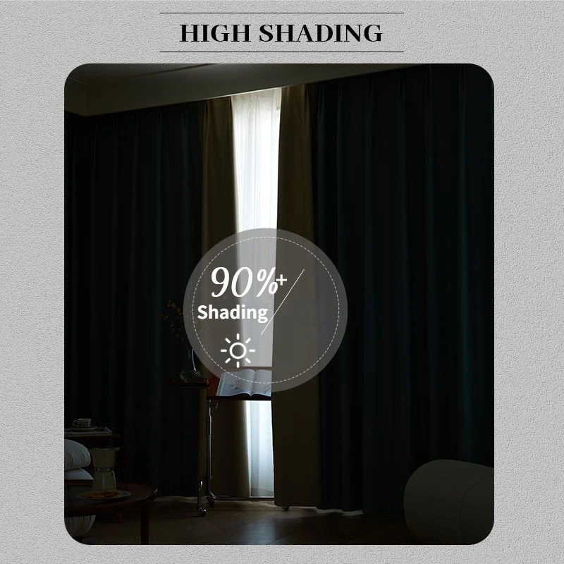 Large-area Blackout Bay Window Drapes Thickened Drapes Living Room Sunscreen Home Bedroom Hotel High Shading 90%