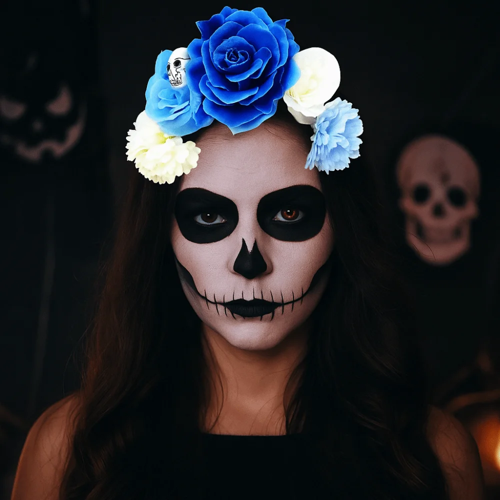 Mode plastique Halloween bandeau fantôme griffe crâne Floral cheveux cerceau gothique Halloween Costume Rose fleur couronne fille