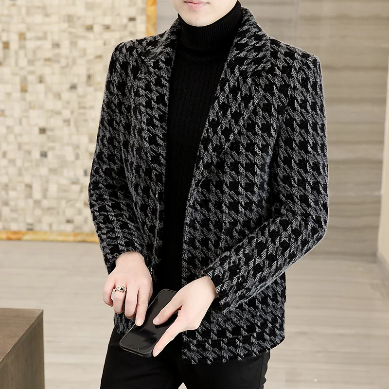 The Main Promotion of New Autumn and Winter Men's Woolen Coat Coat Short Suit Collar and Thick Tweed Jacket Men's Clothing