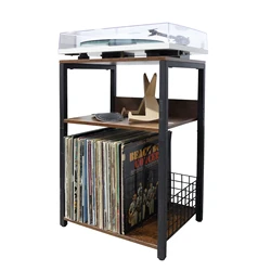 Hot Vinyl Record Storage Rack Record LP Display Stand Multi-function Arrangement Cabinet Metal Wood Floor Standing Shelf Holder