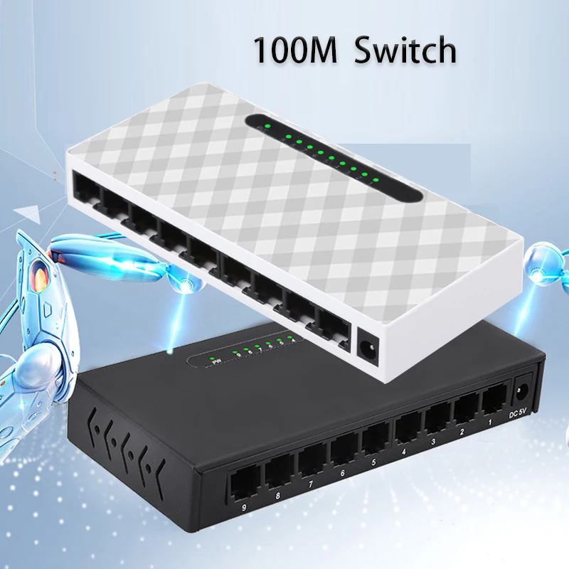 

RJ45 LAN Switch Adapter 9 Ports game network switch 100M Internet Splitter Adapter dock station Plug and Play Ethernet Switcher