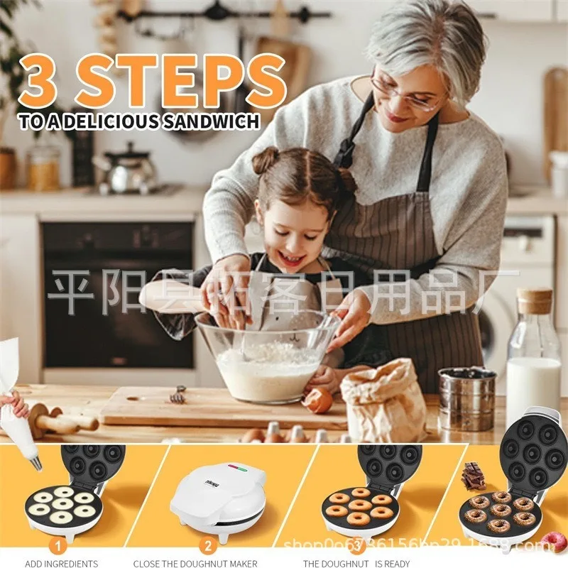 

Seven Hole Donut Machine Doughnut Maker Breakfast Machine Cake Machine DIY Homemade Donuts Party Dinners Available Household