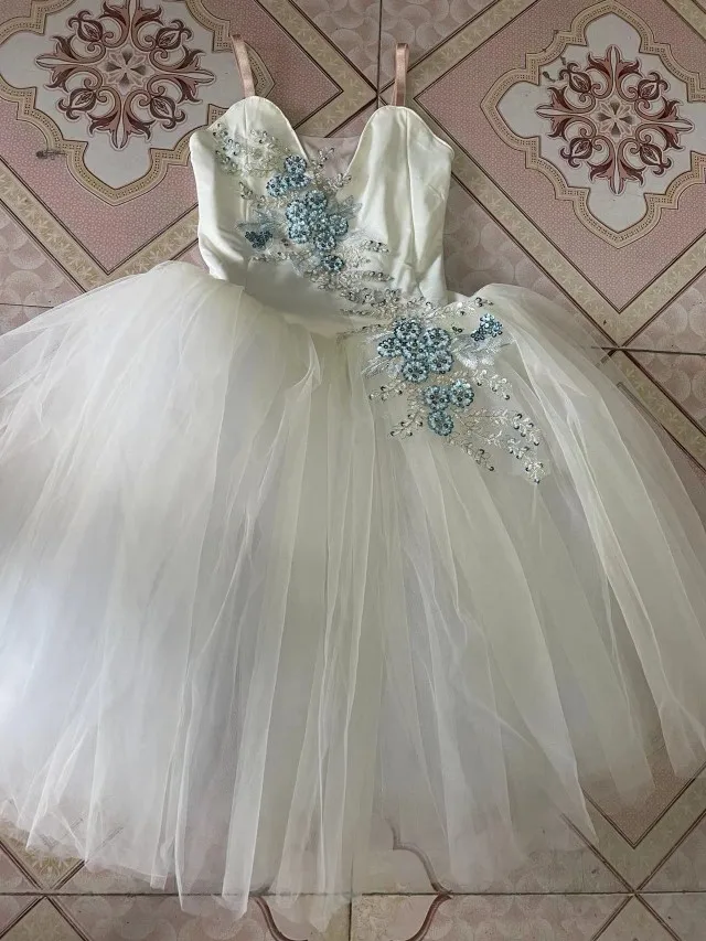 Robe de Ballet Longue et Romantique pour Adulte et Enfant, Costume de Spectacle, Jupe Tutu, Vêtement de breven Tulle