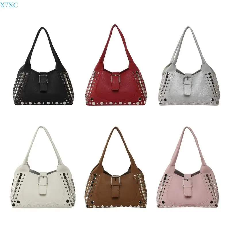 

X7XC Elegant Inspired Bucket Bag PU Shoulder Bags Casual Handbag Festival Ready Purse Underarm Bags For Parties And Festivals