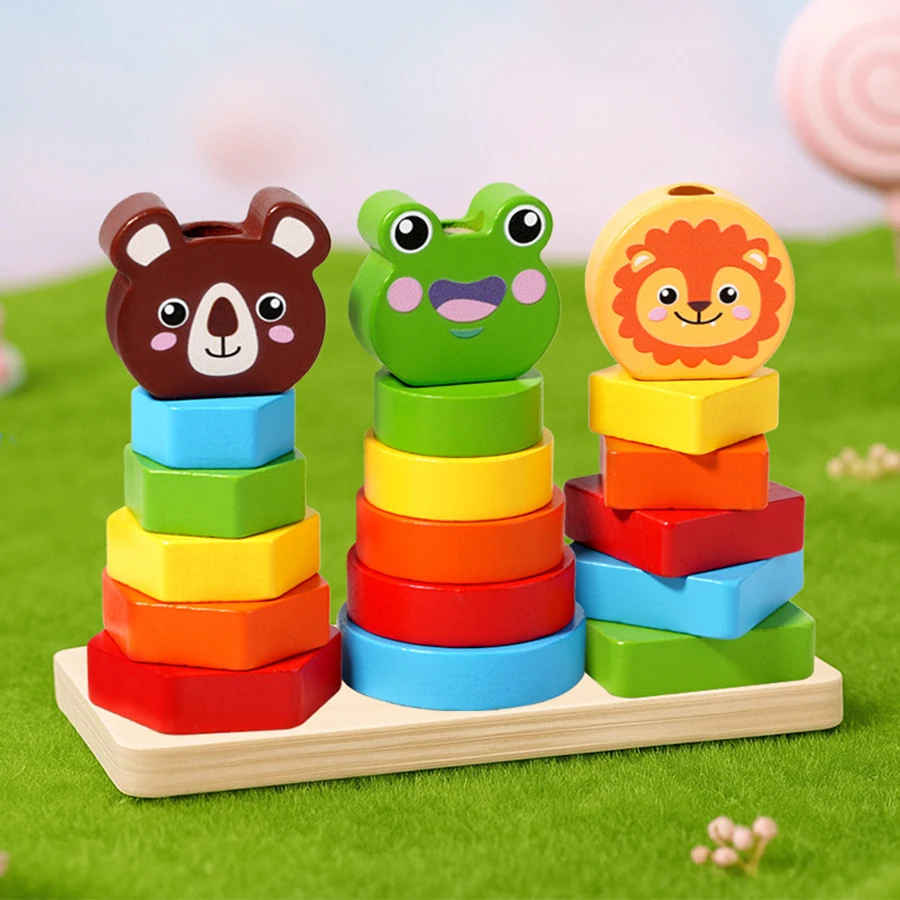 

Деревянная игрушка-пирамидка для детей: набор разноцветных цилиндров для развития координации рук и глаз, тренировки интеллекта, подарок на день рождения