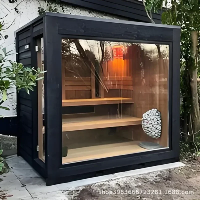 Cross-border traditional square 4-6 people solid wood outdoor garden villa sauna room personalized design