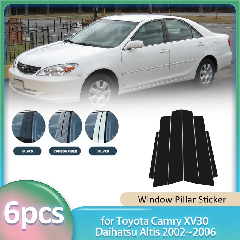 

Наклейка на окно для Toyota Camry XV30 Daihatsu Altis 2002 ~ 2006, углеродное волокно, автомобильная стойка B C, крышка, дверная часть, аксессуары