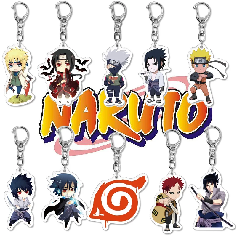 Naruto Keychain Cartoon Doll Pendant Uzumaki Uchiha Kakashi Sasuke Anime Action Figures Toys Acrylic Car Key Accessories Gifts