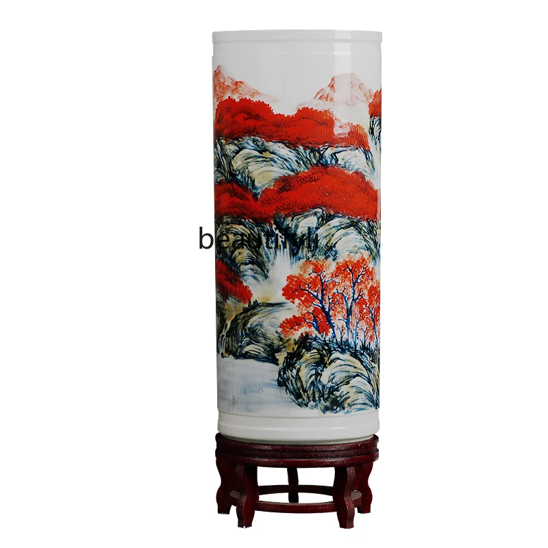 

Jingdezhen Ceramic Vase Painting and Calligraphy Scroll Cylinder Living Room Study Calligraphy and Painting Storage Floor