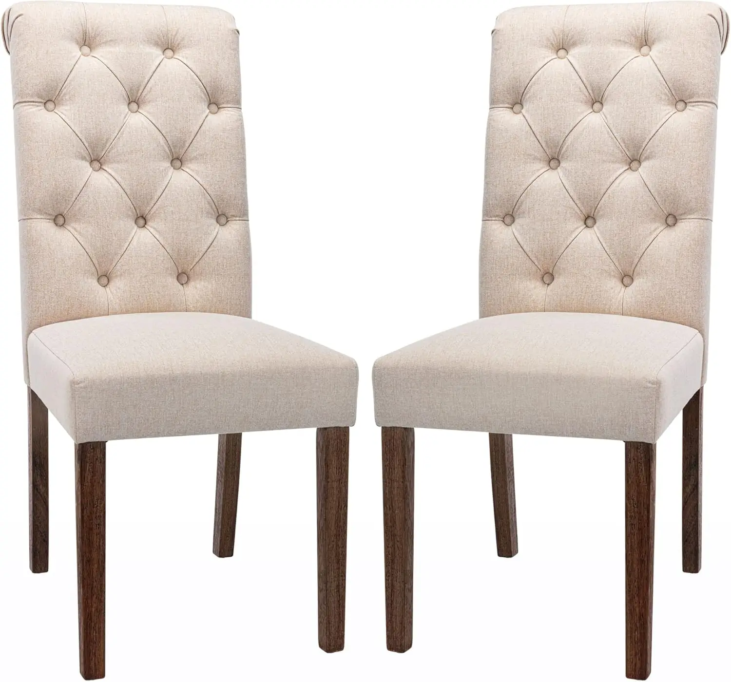 

Tufted Dining Room Chairs Set of 2, Accent Parsons Diner Chairs Upholstered Fabric Side Stylish Kitchen Chairs - Beige