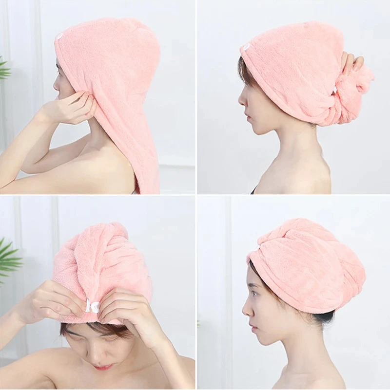 Frauen langes Haar schnell trocknendes Haar Handtuch weiche Mikro faser Handtücher Dusch haube Handtuch kappe Super Absorption Haartrock nung Kappe – Detail 4