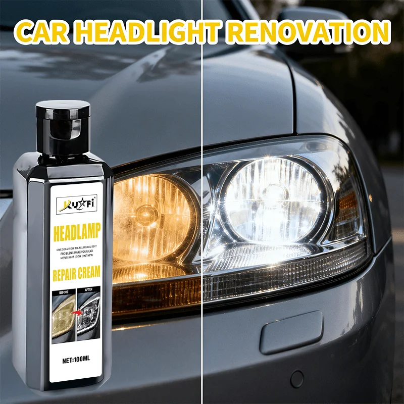 Car Headlight Repair Cream, Fix Yellowing, Haze & Scratches, Restore Clarity, Improve Night Vision, Easy DIY Use