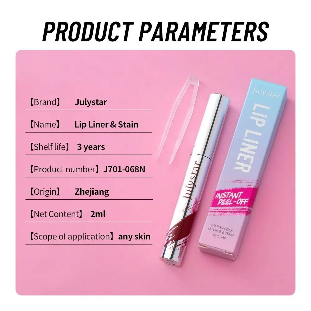 Hochwertiger 5-Farben-Lipliner zum Abreißen, langanhaltender, abziehbarer Lipliner für Lippen, Make-up, Fleck, Kosmetik, matte Lippentönung für Frauen/Mädchen