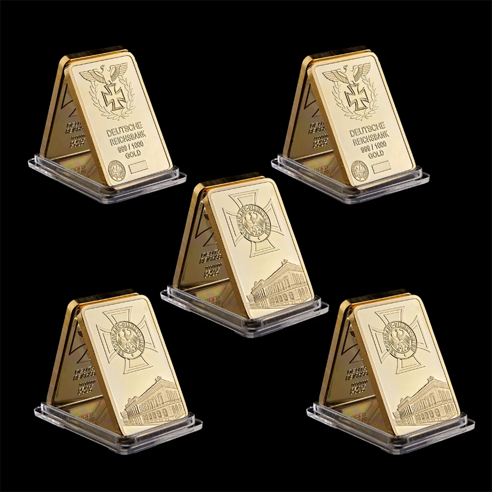 

5PCS Deutsche Reichsbank Iron Cross German Eagle Replica 999/1000 Gold Bullion 1 OZ Bar Collection