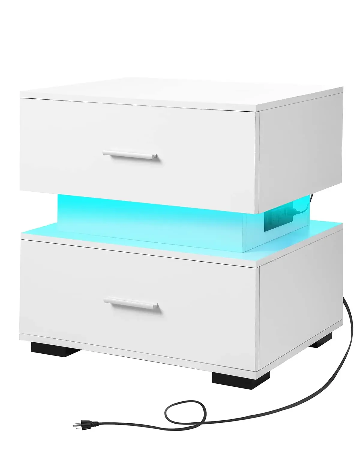 Wholesale Private Label Furniture Bedroom Sets Night Stand Bedside Table,LED nightstand with Charging Station 2