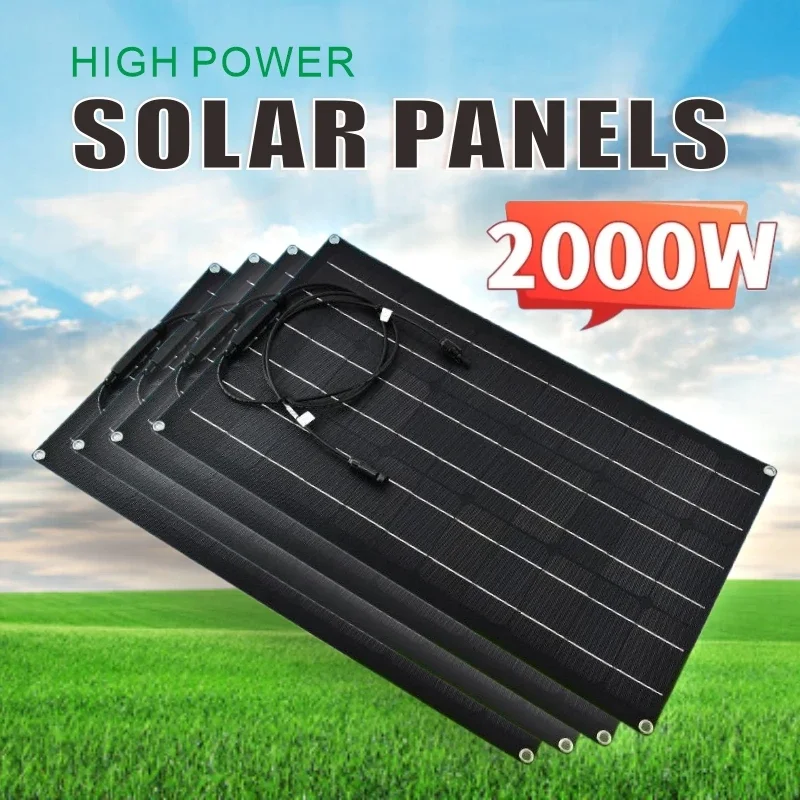 

Super Capacity Solar Module 500W 1000W 1500W 2000W Fit For RV Yacht Auto Household Camping 18V 36V Battery Charger Solar Sets