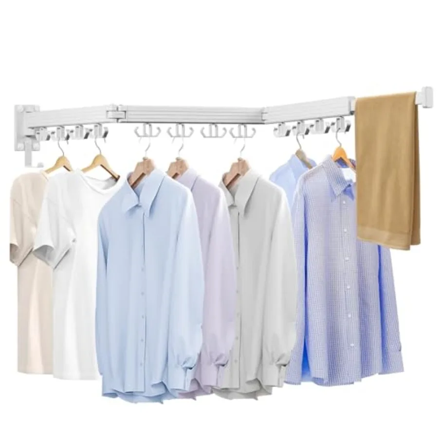

Wall Mounted Clothes Drying Rack Laundry Drying Rack Wall Mount 3-Fold Drying Rack Clothing Foldable Clothes Drying Rack with 1