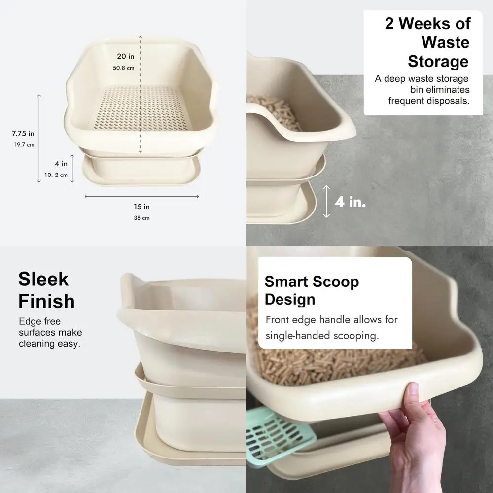 

Large 7-Day Sifting Litter Box for Pine Pellets with Sifter Pan and Extra Storage, Sturdy, Non-Stick, Easy Clean, Odor Control