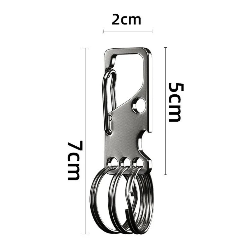 QOONG Stainless Steel 304 Key Ring Three Rings Car Keychain Men\'s Waist Hanging Key Chain Pendant Simple Authentic Keyring Y18