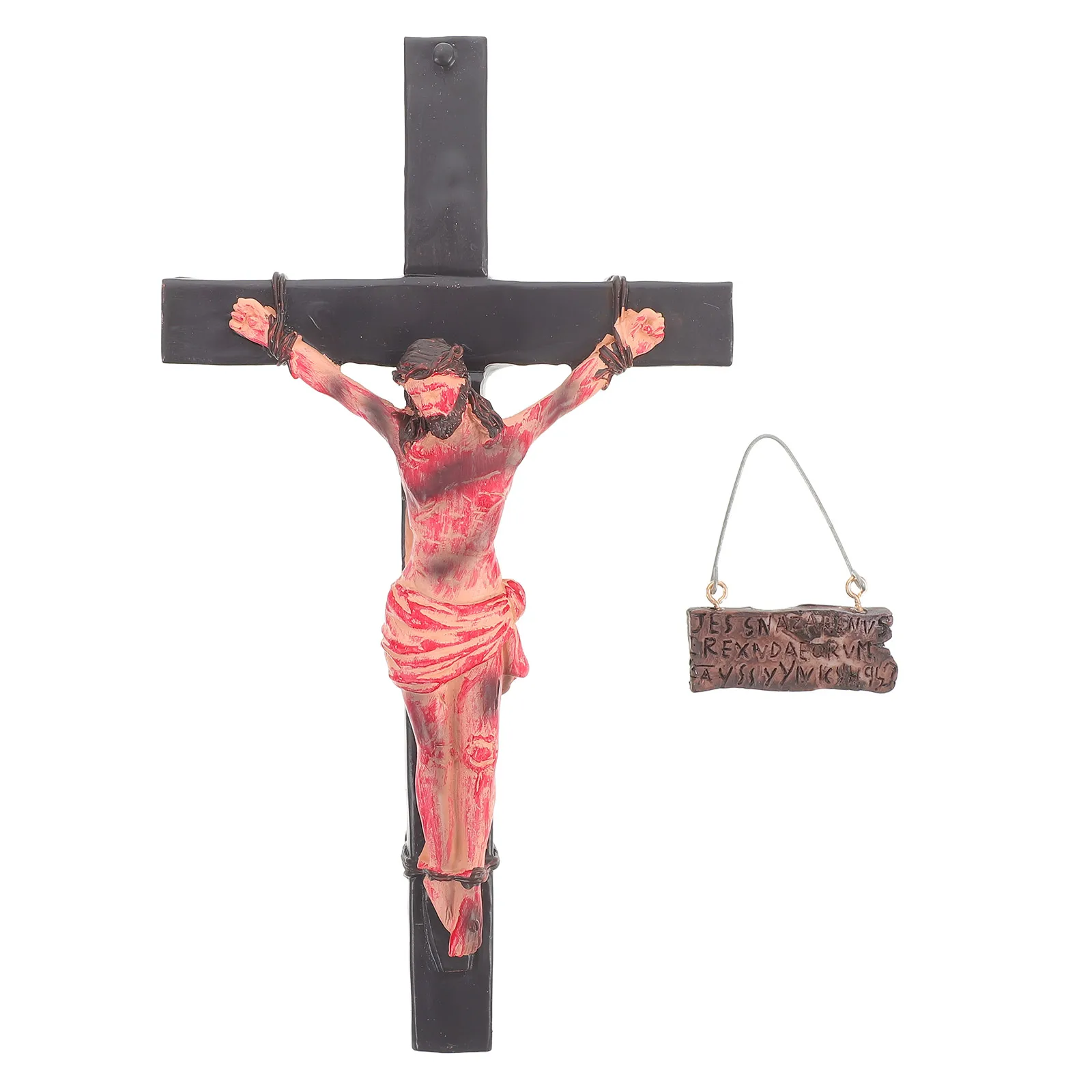 

Resin Cross Decoration Hanging Sculpture Religious Ornament Jesus Figurine Wall Decor Craft DIY Resin Ornaments crosses for wall