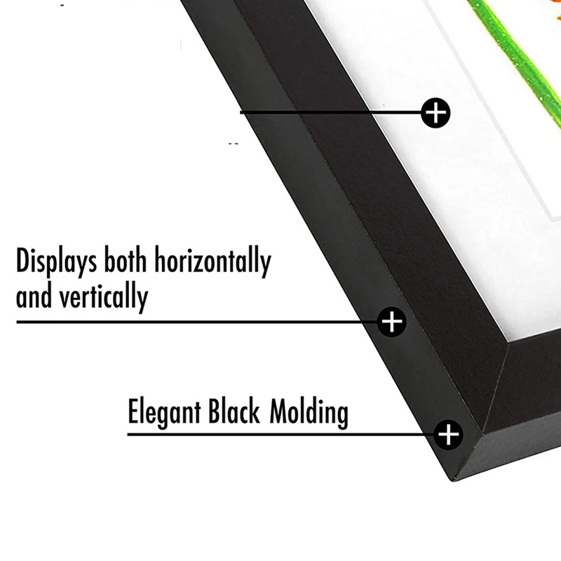 Children Flip Picture Frame Front Opening Kids Art Display Frames 13.8X10.4Inch, For Kids Drawing Crafting (Black, 2PCS)