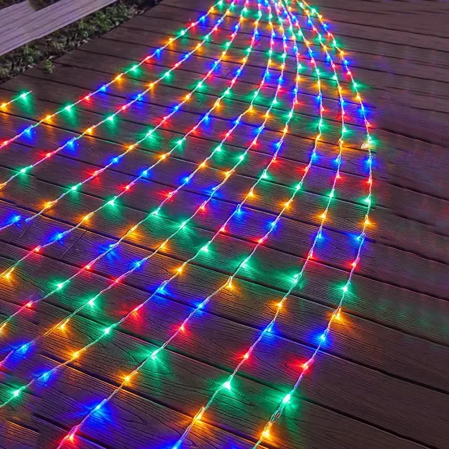 น้ําตกฝนดาวตก Rain String Light คริสต์มาสน้ํา Curtain String Light Snowfall Icicle Light สําหรับงานแต่งงาน Party Deco