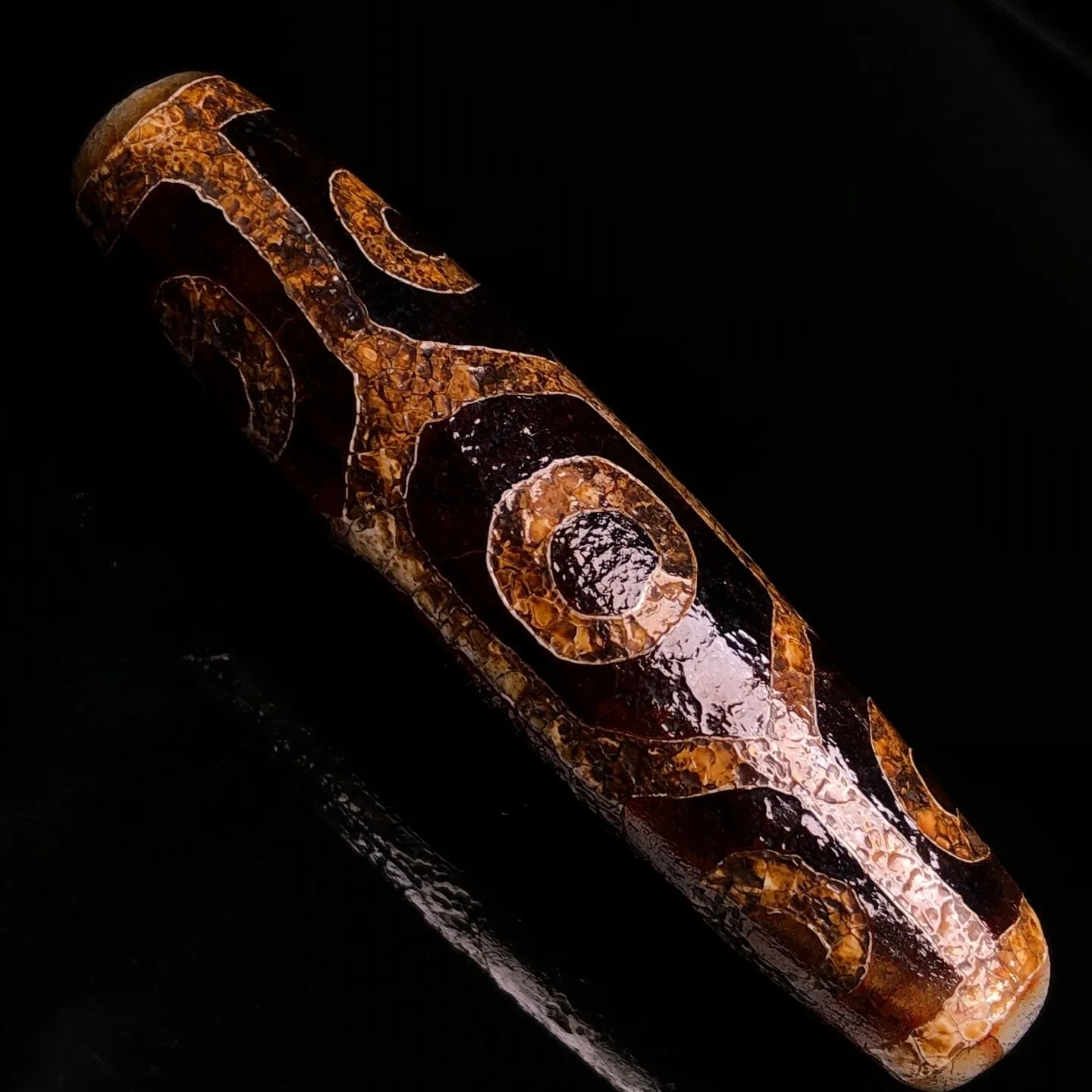 Tibetan Buddhism Agate 9 Eyes Turtle Back Dzi Bead Amulet Necklace Pendant G169