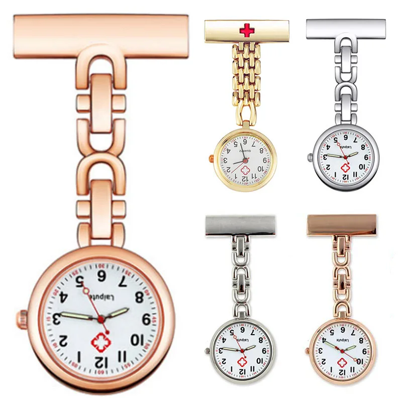 Reloj de bolsillo médico luminoso portátil para hombres y mujeres, reloj de bolsillo colgante creativo, oro rosa, alta calidad