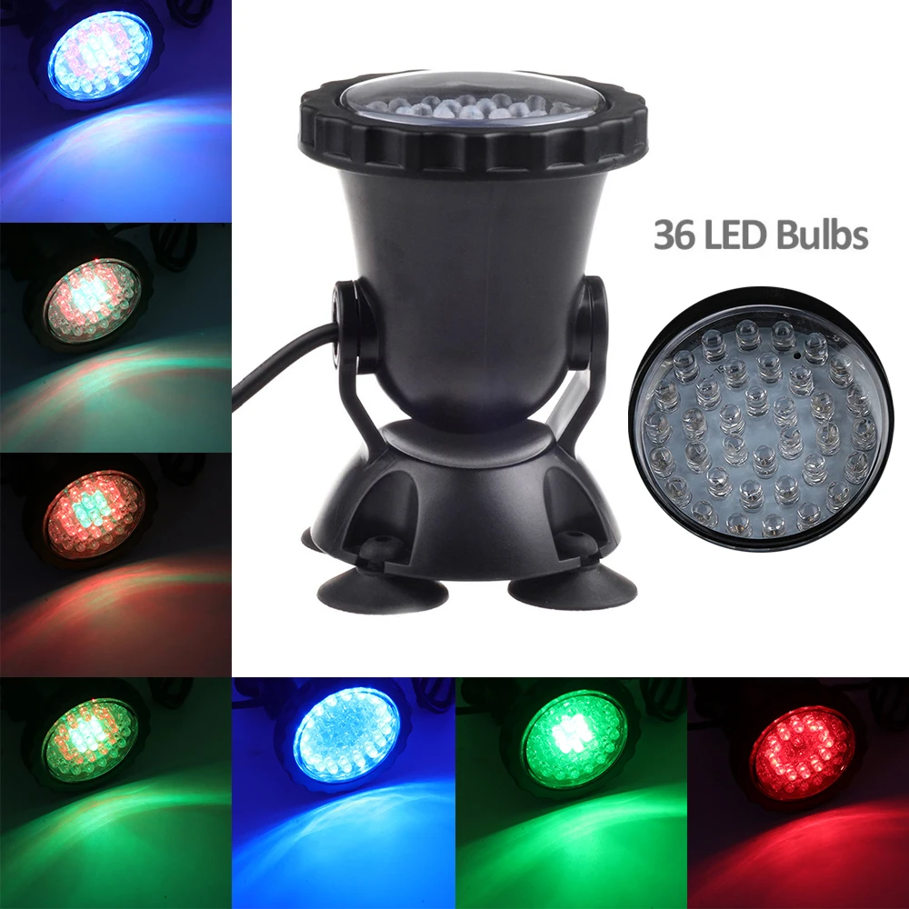 IP68 Waterproof Underwater LED Lights 12V RGB Multicolour Aquarium Light Garden Fountain Pond Fish Tank Swimming Pool Spot Lamp